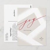 Modern Joy Minimalist Red & White Holiday No Photo Briefkaart (Voorkant / Achterkant)