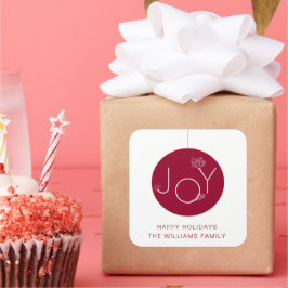 Modern Joy Ornament Rood Happy Holidays Sticker