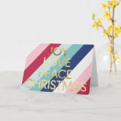 Modern Joy Peace Love Christmas Holiday Kaart (Gele Bloem)