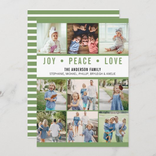 Modern Joy Peace Love Photo Collage Feestdagenkaart (Voorkant / Achterkant)