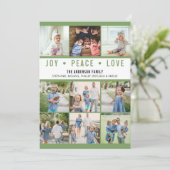 Modern Joy Peace Love Photo Collage Feestdagenkaart (Staand voorkant)