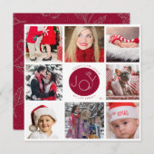 Modern Joy Photo Collage Holiday Card (Voorkant / Achterkant)