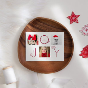 Modern Joy Photo Collage Holiday Card Briefkaart