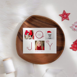 Modern Joy Photo Collage Holiday Card Briefkaart