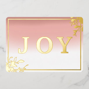 Modern Joy Pink en Gold Waterverf Folie Feestdagenkaart