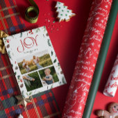 Modern Joy Red Berry Botanical 3 Foto Kerstmis Feestdagenkaart