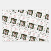 Modern Joy Red Berry Botanische Kerstfoto Inpakpapier Vel (Voorkant)