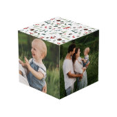 Modern Joy Red Berry Botanische Kerstmis 3 Foto Kubus (Achter hoekig)