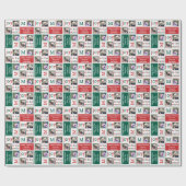 Modern JOY Red Green en White 3 Photo Collage Cadeaupapier (Vlak)