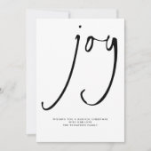 Modern Joy Script Black White Kerstmis Feestdagenkaart (Voorkant)