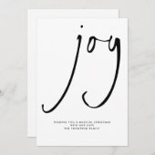 Modern Joy Script Black White Kerstmis Feestdagenkaart (Voorkant / Achterkant)