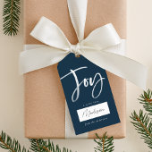 Modern Joy Script Navy Cadeaulabel