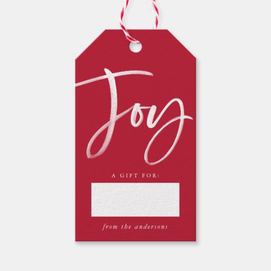 Modern Joy Script Rood Cadeaulabel (Voorkant)
