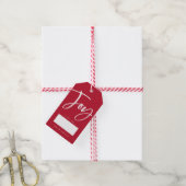 Modern Joy Script Rood Cadeaulabel (Met Touw)