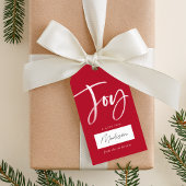 Modern Joy Script Rood Cadeaulabel