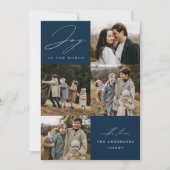 Modern Joy to the World Navy 5 Foto Feestdagenkaart (Voorkant)