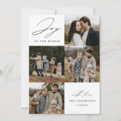 Modern Joy to World 5 Foto Feestdagenkaart (Voorkant)