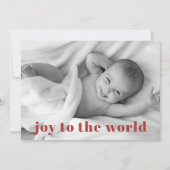 Modern Joy to World Baby Photo Holiday Birth Aankondiging (Voorkant)