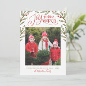 Modern Joy to World Kerstfoto Feestdagenkaart (Staand voorkant)