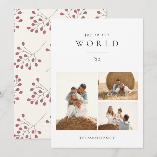Modern Joy to World Kerstfoto Feestdagenkaart (Voorkant / Achterkant)