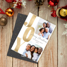 Modern JOY Vrolijk Kerstfeest Twee foto minimalist