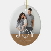Modern Joy Wreath Photo Holiday Kerstmis Keramisch Ornament (Rechts)