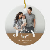 Modern Joy Wreath Photo Holiday Kerstmis Keramisch Ornament (Voorkant)