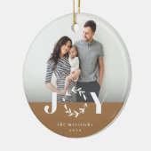 Modern Joy Wreath Photo Holiday Kerstmis Keramisch Ornament (Links)