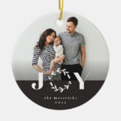 Modern Joy Wreath Photo Holiday Kerstmis Keramisch Ornament (Voorkant)