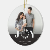 Modern Joy Wreath Photo Holiday Kerstmis Keramisch Ornament (Links)