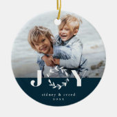 Modern Joy wreatPhoto Holiday Kerstmis Keramisch Ornament (Voorkant)