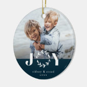 Modern Joy wreatPhoto Holiday Kerstmis Keramisch Ornament (Links)