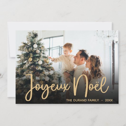 Modern Joyeux Noel Photo Holiday Card Feestdagenkaart (Voorkant)