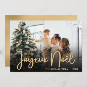 Modern Joyeux Noel Photo Holiday Card Feestdagenkaart