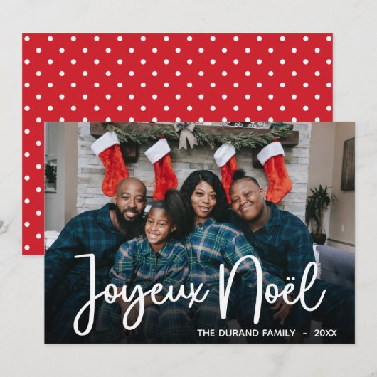 Modern Joyeux Noel Photo Holiday Card Feestdagenkaart (Voorkant / Achterkant)