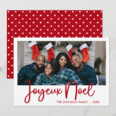 Modern Joyeux Noel Photo Holiday Card Feestdagenkaart (Voorkant / Achterkant)