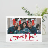 Modern Joyeux Noel Photo Holiday Card Feestdagenkaart (Staand voorkant)