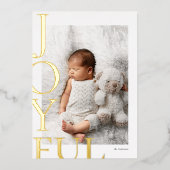 Modern Joyful 2 foto's Kerstmis Folie Feestdagenkaart (Voorkant)