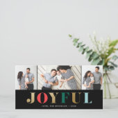 Modern Joyful 3 Foto met kerstfeestdag Kaart (Staand voorkant)