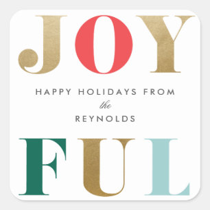 Modern Joyful Christmas Holiday Gift Vierkante Sticker