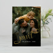 Modern Joyful Family 2 Photo Christmas  Folie Feestdagenkaart (Staand Voorkant)