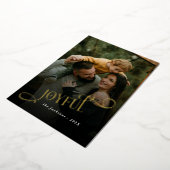 Modern Joyful Family 2 Photo Christmas  Folie Feestdagenkaart (Gedraaid)