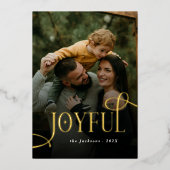 Modern Joyful Family 2 Photo Christmas Folie Feestdagenkaart (Voorkant)