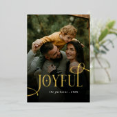 Modern Joyful Family 2 Photo Christmas Folie Feestdagenkaart (Staand Voorkant)