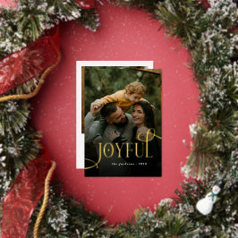 Modern Joyful Family 2 Photo Christmas  Folie Feestdagenkaart