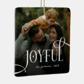 Modern Joyful Family 2 Photo Christmas  Keramisch Ornament (Rechts)