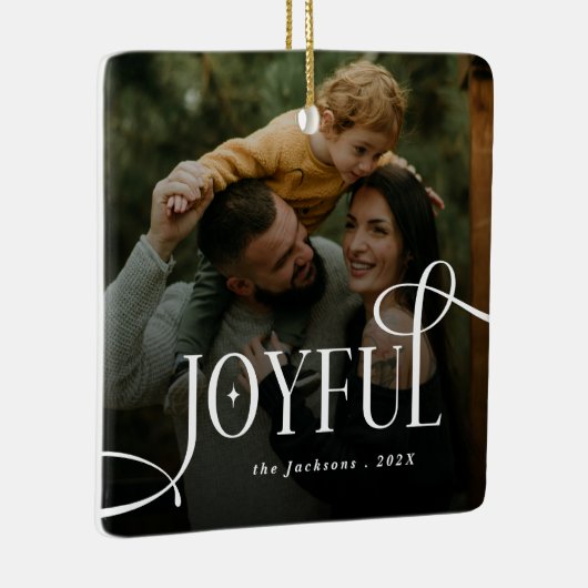 Modern Joyful Family 2 Photo Christmas  Keramisch Ornament (Rechts)
