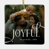 Modern Joyful Family 2 Photo Christmas  Keramisch Ornament (Voorkant)
