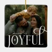 Modern Joyful Family 2 Photo Christmas  Keramisch Ornament (Achterkant)