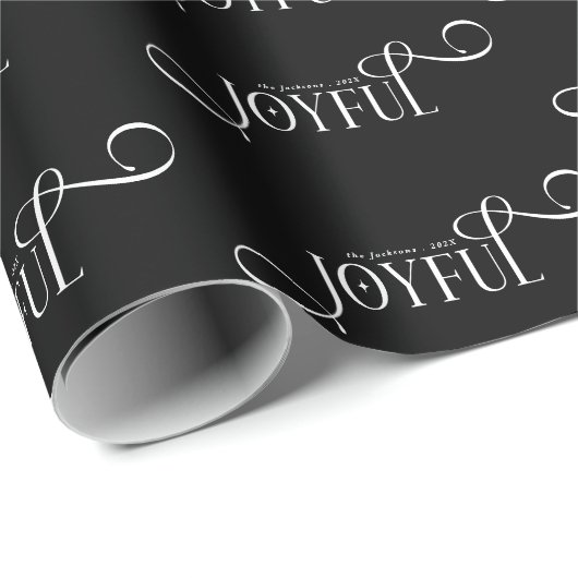 Modern Joyful Family Christmas  Cadeaupapier (Rol Hoek)